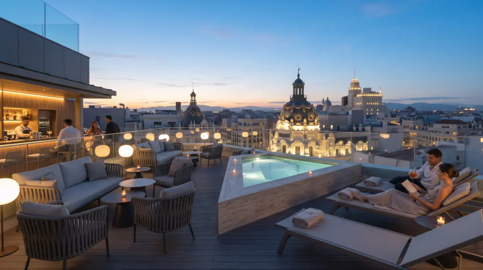 Rooftop al anochecer