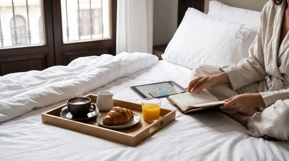 Breakfast in bed with Gran Vía views